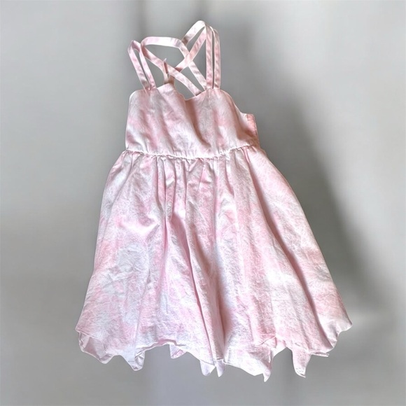 Max Studios Girl Sz 7 Light Pink Bandana Babydoll Dress Asymmetrical Sleeveless - Picture 1 of 9